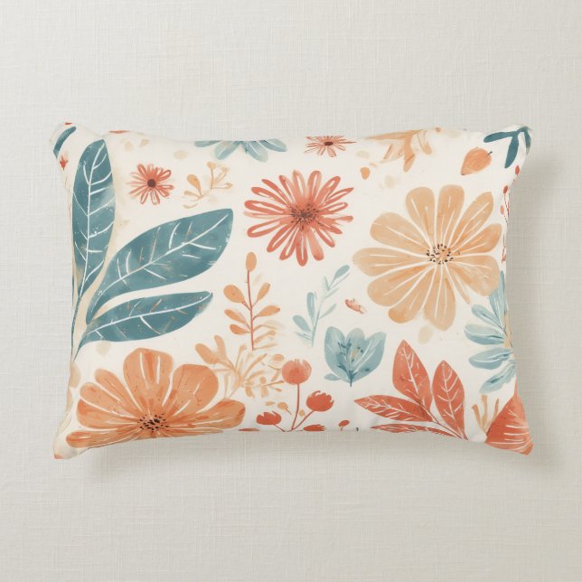 Abstract Flower Designed  Accent Pillow (Front)