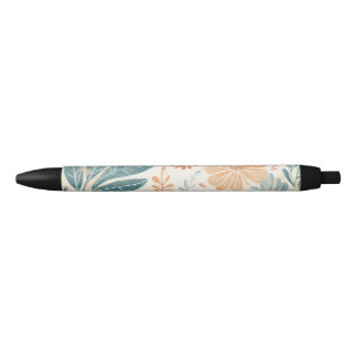 Abstract Flower Designed Black Ink Pen