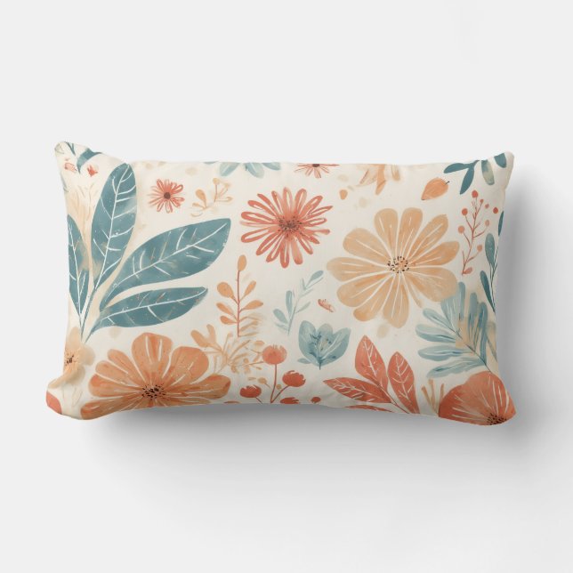 Abstract Flower Designed Lumbar Pillow (Front)