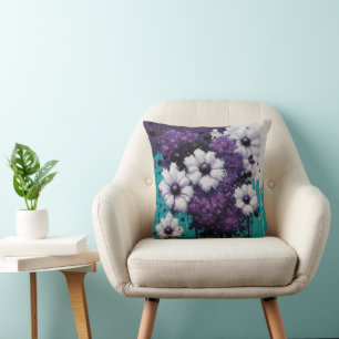 Abstract Flower Drips Throw Pillow