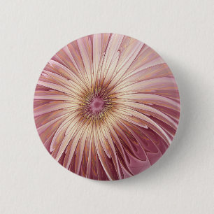 Abstract Flower Fractal Art & Shades of Burgundy 2 Inch Round Button