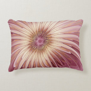 Abstract Flower Fractal Art & Shades of Burgundy Accent Pillow