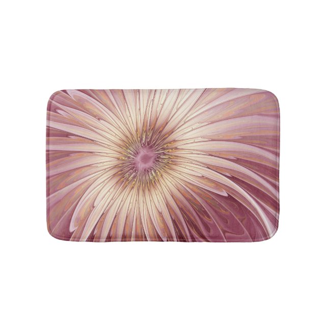 Abstract Flower Fractal Art & Shades of Burgundy Bath Mat (Front)