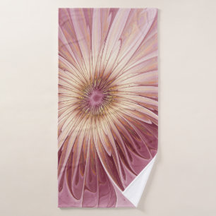 Abstract Flower Fractal Art & Shades of Burgundy Bath Towel