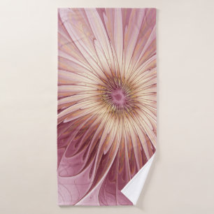 Abstract Flower Fractal Art & Shades of Burgundy Bath Towel