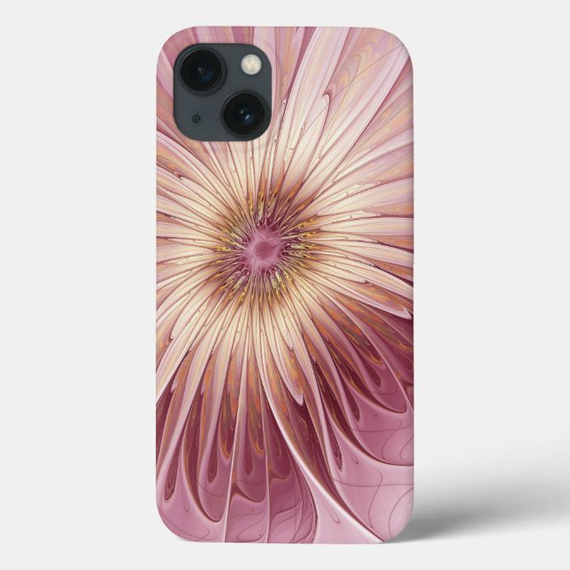 Abstract Flower Fractal Art & Shades of Burgundy Case-Mate iPhone Case (Back)