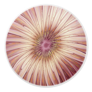 Abstract Flower Fractal Art & Shades of Burgundy Ceramic Knob