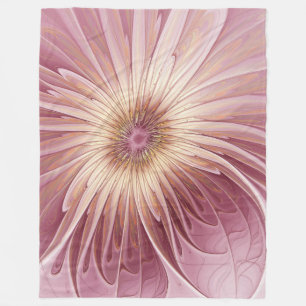 Abstract Flower Fractal Art & Shades of Burgundy Fleece Blanket