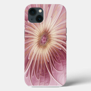 Abstract Flower Fractal Art & Shades of Burgundy iPhone 13 Case