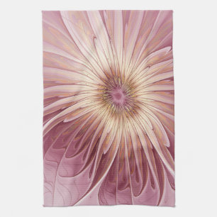 Abstract Flower Fractal Art & Shades of Burgundy Kitchen Towel