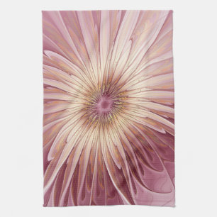 Abstract Flower Fractal Art & Shades of Burgundy Kitchen Towel