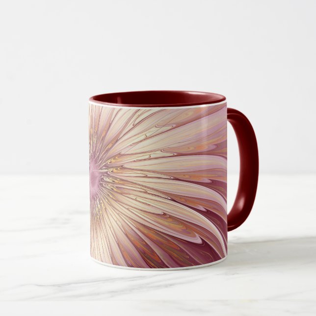 Abstract Flower Fractal Art & Shades of Burgundy Mug (Front Right)