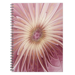Abstract Flower Fractal Art & Shades of Burgundy Notebook