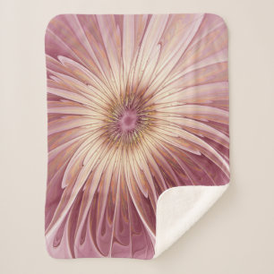 Abstract Flower Fractal Art & Shades of Burgundy Sherpa Blanket