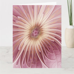 Abstract Flower Fractal Art & Shades of Burgundy Thank You Card