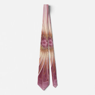 Abstract Flower Fractal Art & Shades of Burgundy Tie