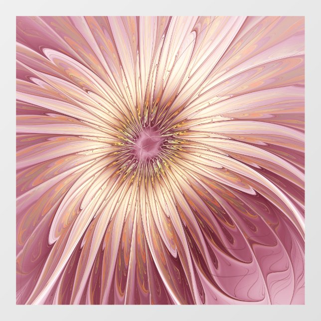 Abstract Flower Fractal Art & Shades of Burgundy Window Cling (Sheet)