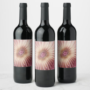 Abstract Flower Fractal Art & Shades of Burgundy Wine Label