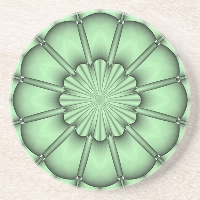 Abstract Flower in Pale Green Coaster (Front)