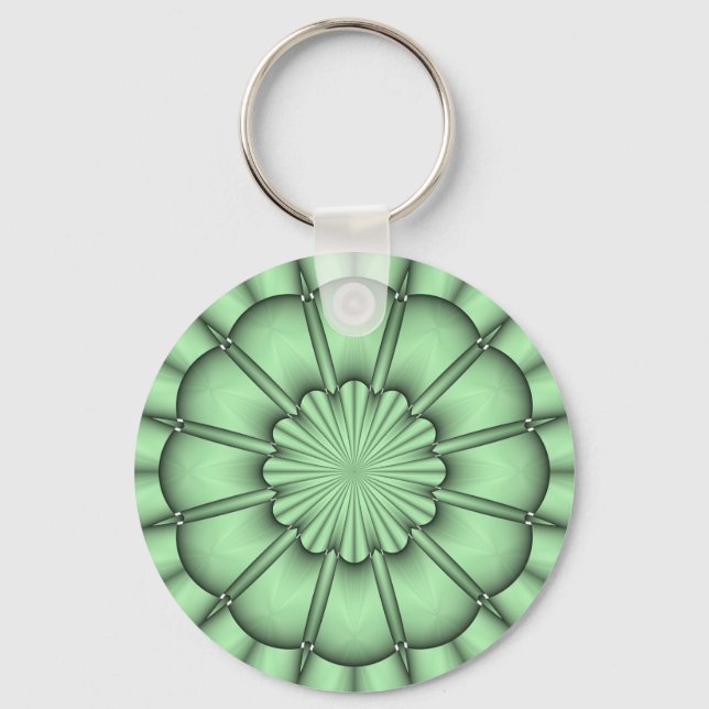 Abstract Flower in Pale Green Keychain (Front)