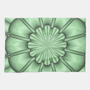 Abstract Flower in Pale Green Kitchen Towel