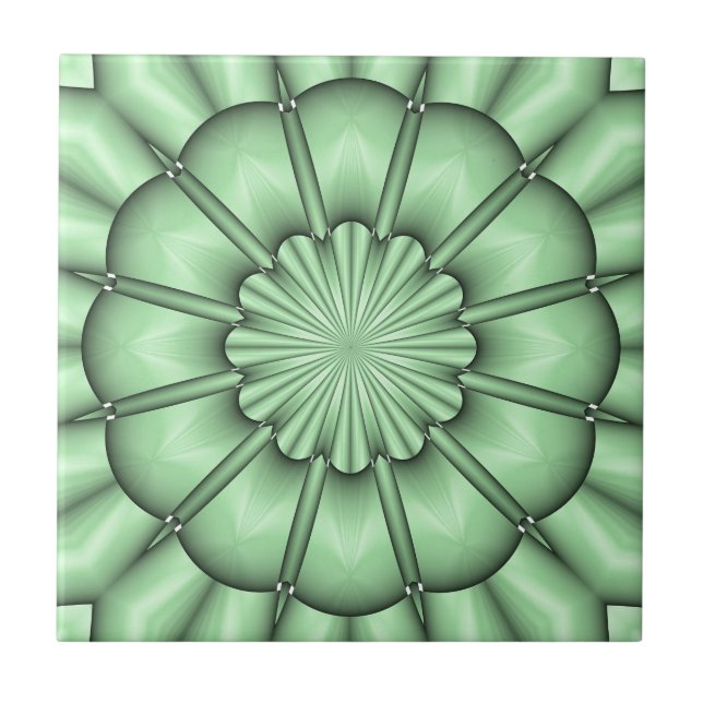 Abstract Flower in Pale Green Tile (Front)