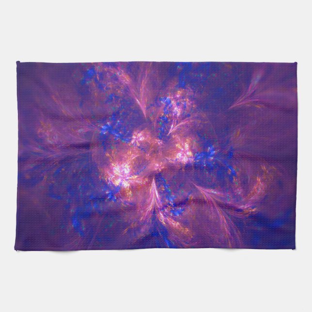 Abstract Flower Light Purple And Blue Patterns Mix Kitchen Towel (Horizontal)