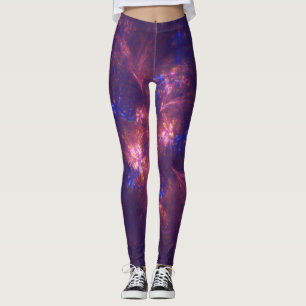Abstract Flower Light Purple And Blue Patterns Mix Leggings