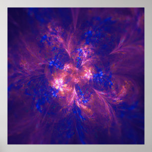 Abstract Flower Light Purple And Blue Patterns Mix Poster