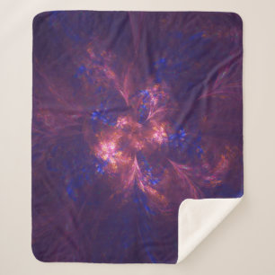 Abstract Flower Light Purple And Blue Patterns Mix Sherpa Blanket
