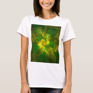 Abstract Flower Light Yellow And Green Patterns T-Shirt