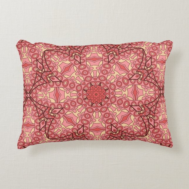 Abstract flower mandala ethnic seamless pattern accent pillow (Front)