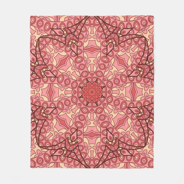 Abstract flower mandala ethnic seamless pattern fleece blanket (Front)