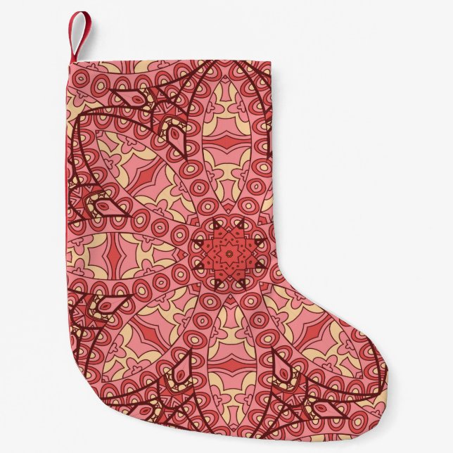 Abstract flower mandala ethnic seamless pattern small christmas stocking (Front)