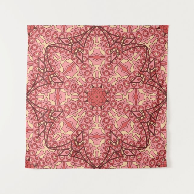 Abstract flower mandala ethnic seamless pattern tapestry (Front)