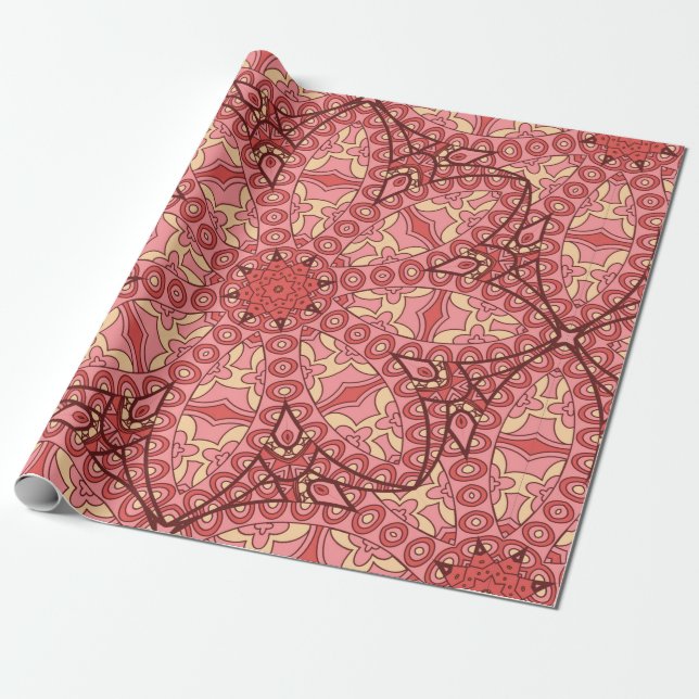 Abstract flower mandala ethnic seamless pattern wrapping paper (Unrolled)