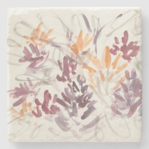 Abstract Flower Painting Marble Stone Coaster