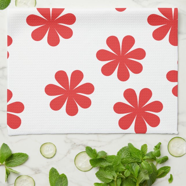 Abstract Flower Pattern  Kitchen Towel (Folded)