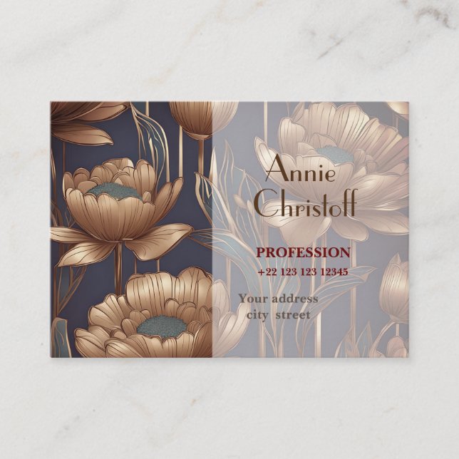 Abstract Flower Personalized  business card (Front)
