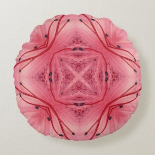 Abstract Flower Petals in Soft Coral Pink  Round Pillow