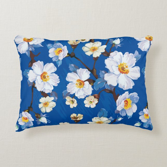 Abstract flower seamless pattern background. Elega Accent Pillow (Front)