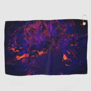 Abstract flower submerged in gothic purple effect golf towel
