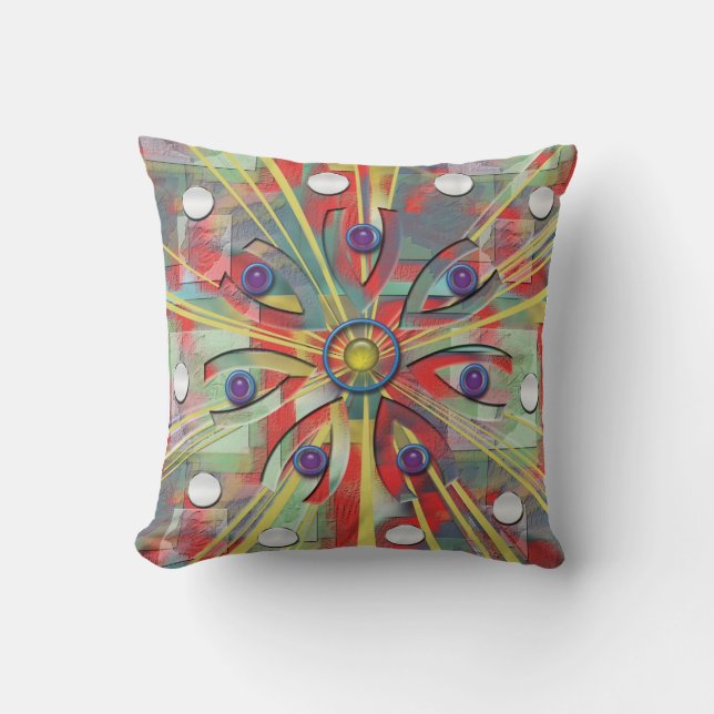 Abstract Flower Throw Pillow (Front)