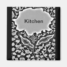Abstract Flower with Kitchen printed in center.