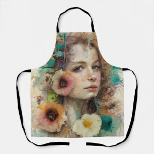 Abstract Flower Woman Portrait Apron