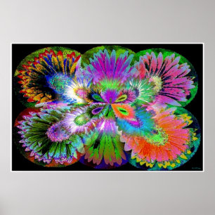 Abstract Flowered Butterfly Poster