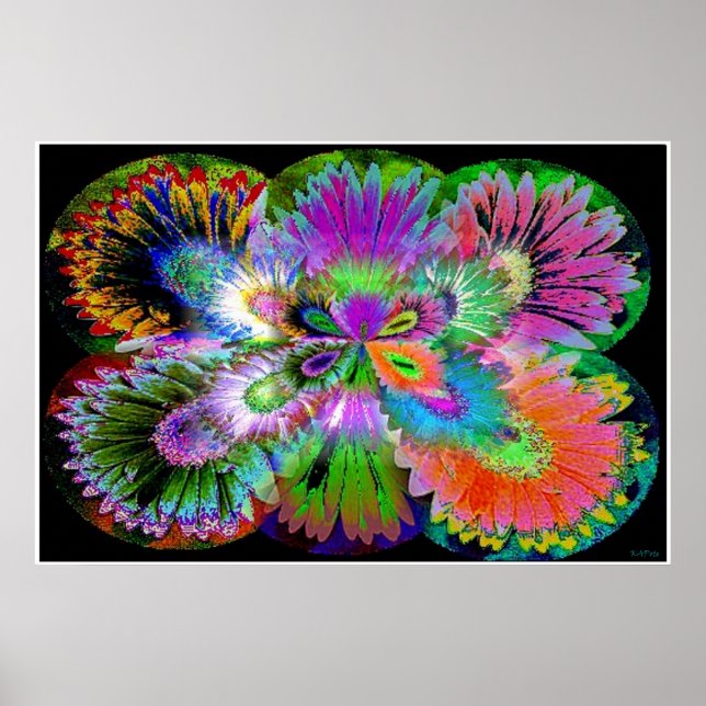 Abstract Flowered Butterfly Poster (Front)