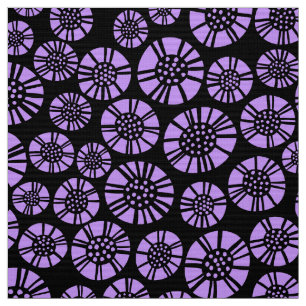 Abstract Flowers 031023 - Easter Purple on Black Fabric