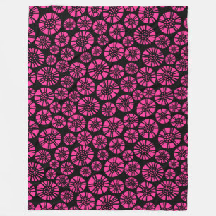 Abstract Flowers 031023 - Hot Pink Fleece Blanket