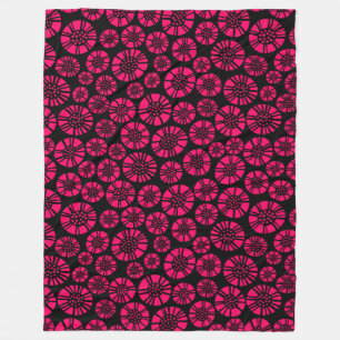 Abstract Flowers 031023 - Neon Red Fleece Blanket
